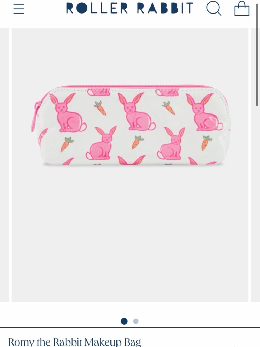 Roller Rabbit Romy the Rabbit Makeup Bag size S NWT sold out - Picture 3 of 5